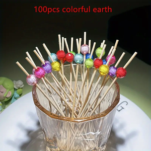 Stuzzicadenti Decorativi in Bambù Multicolore <span class=keywords><strong>per</strong></span> Cocktail, Frutta, Torte, Tapas, Antipasti, Canapè, Feste di <span class=keywords><strong>Compleanno</strong></span> - Product Image 3
