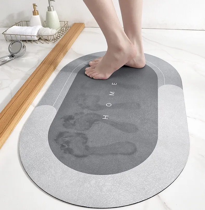 Tapis de sol de salle de bain antidérapant en microfibre de diatomée douce absorbante de luxe à séchage rapide