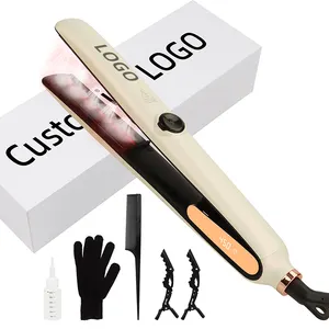 OEM/ODM Custom Auto Steam Infrared Style Ceramic Coated Flat Iron Beauty Salon Hair Straightener Fast styling Tools