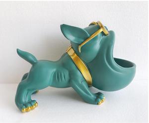 Stockage grande bouche de <span class=keywords><strong>chien</strong></span> bleu, téléphone à thème d'animaux avec cadre de lunettes en or, Figurines de décoration intérieure, clé ou bol à bonbons, en résine, plat à bonbons pour <span class=keywords><strong>chien</strong></span>, décoration de la maison - Product Image 3