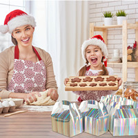 Boîte Laser Personnalisée Biscuits Snack Gâteau Macaron Bonbons Fête D'anniversaire De Noël Boîte D'emballage De Pignon Brillant En Feuille Irisée Holographique