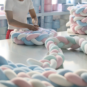 Custom Bedding Set Newborn Nest Lounger <strong>Bed</strong> Support Infant Cotton Braid Baby <strong>Cot</strong> <strong>Bumper</strong> Knotted Braided Crib for - Product Image 1
