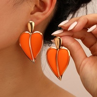 Nouvelles Boucles d'Oreilles Pendantes Cœur Exagéré Personnalisées et Élégantes, Colorées, Double Couche, Clous d'Oreilles Cœur pour Femme