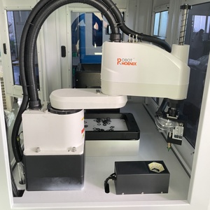 สถานีงานป้อนวัสดุแบบยืดหยุ่นพร้อมมอเตอร์แขนหุ่นยนต์ SCARA ควบคุมด้วย PLC สำหรับเครื่องวางวัสดุขนาดเล็กอัตโนมัติ - Product Image 6