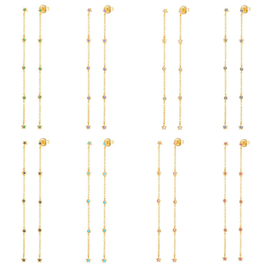 Pendientes de Plata de Ley S925 con Borlas de Cadena y Diamantes Redondos en Forma de Mini Estrella, para Mujer, Oferta de Verano - Product Image 2