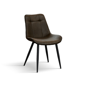 Ensemble de 4 chaises de salle à manger en cuir écologique châtaigne avec base en métal pour intérieur - Product Image 1