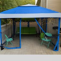 Tente instantanée 10x10 avec parois latérales en maille, auvent portable pour la protection contre les insectes, camping et pique-niques en plein air