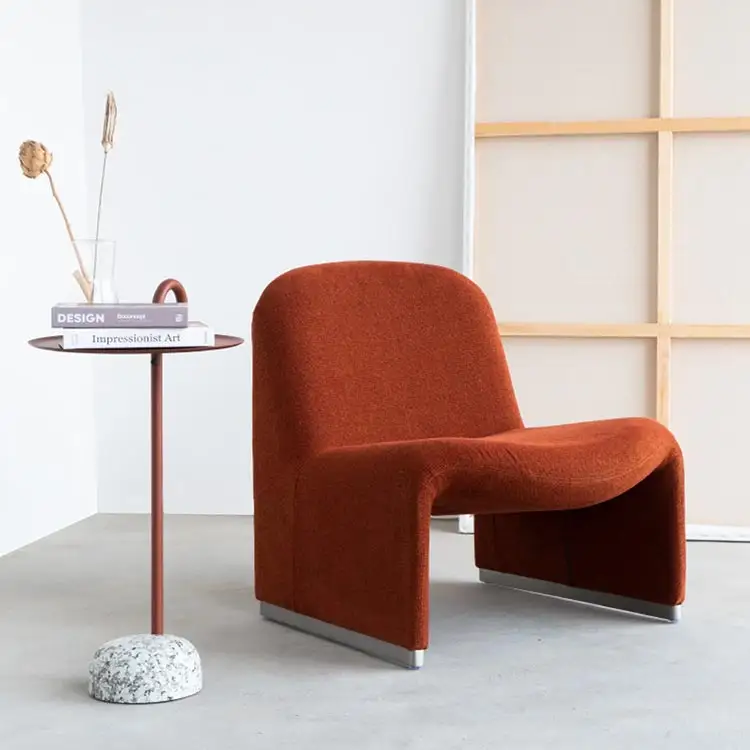 Minimalist ische modische Einzelperson Möbel Relax Red Boucle Armless Hill Lounge Chair
