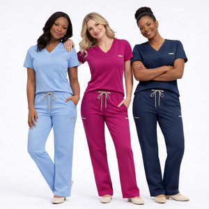 Set di Divise Mediche da Donna OEM ODM, Top a Maniche Corte e Pantaloni, Abbigliamento da Lavoro Sanitario, Ordine all'Ingrosso, Fornitore FIG - Product Image 1