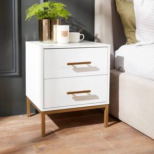 Mesita de Noche Moderna Blanca Ensamblada con 2 Cajones para Dormitorio, Muebles para el Hogar - Product Image 4