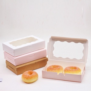 <b>White</b> Brown Pink Kraft Paper Square <b>Boxes</b> with Transparent Window Self-Erecting Bakery Food <b>Boxes</b> for Bread for Gifts - Product Image 2
