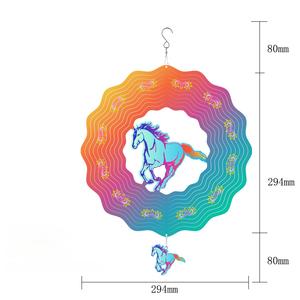Venta al por mayor de molinillos de viento 3D de mandala de lujo con forma personalizada, con rodamientos de bolas, coloridos adornos de jardín y decoración fina de caballo - Product Image 2