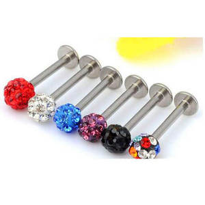 Fantasia in acciaio inox Labret Piercing anello di cristallo Monroe labbro bottone Labret Bar trago Piercing per il corpo dei bambini gioielli da Ferido - Product Image 6