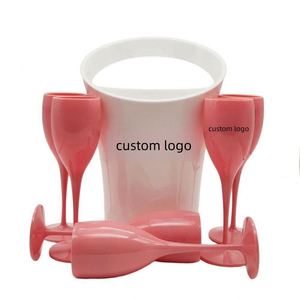 Copas de Vino Tinto de Plástico Transparente Rosa de 175 ml y 450 ml con Logotipo Personalizado, Copas de Champán para Bodas y Fiestas - Product Image 1