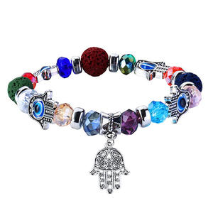 Pulsera de cristal de Ojos de demonio, pulsera colgante de Palma, pulsera de pareja con cuentas de ojos esmaltados - Product Image 4