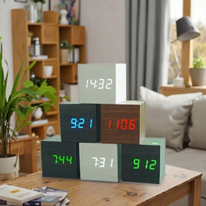 木製テーブルクロックLEDデジタル番号表示とオフィスまたはリビングルーム用温度アラーム付き工場価格 - Product Image 5