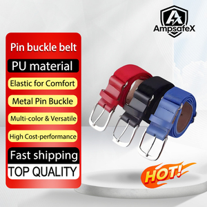 Ceinture de sécurité en cuir véritable élastique, accessoire sportif unisexe pour hommes et femmes, disponible en noir, bleu, rouge, avec logo et emballage personnalisés - Product Image 1