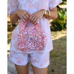 Mini sac de voyage, sac de week-end, sac de voyage matelassé fait main, sacs de nuit imprimés au bloc, sac à main de voyage - Product Image 2