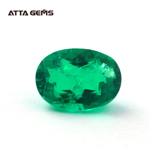 Emerald Oval Lab Grown Columbian Emerald Cabochon Emerald Rough Green VVS Clarity Gemstone per la creazione di gioielli - Product Image 1
