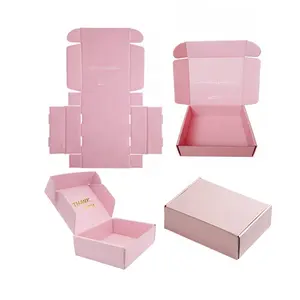 Ready or Custom Kraft Corrugated Gift Fold Mailing Shipping Box Pink Paper Packaging Mailer Box for T Shirt or Clothes