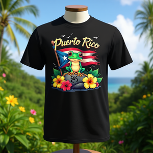 T-shirt Coqui Frog de Porto Rico avec motif drapeau et fleurs - Product Image 3