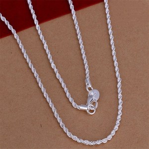 Twisted <b>Rope</b> Necklace 4Mm Zinc Alloy Unisex Fashion Chain Gift Jewelry - Product Image 4