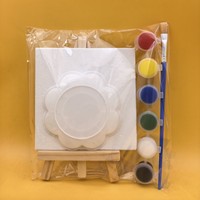 Ensemble chevalet de table mini en toile blanche transfrontalier 10x10 cm avec peintures et pinceaux pour la peinture des enfants