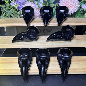 Оптовая продажа, натуральный хрустальный камень, ручной работы, черный обсидиан, птица, клюв, исцеляющий драгоценный камень, Ворон, черепа для украшения дома - Product Image 4