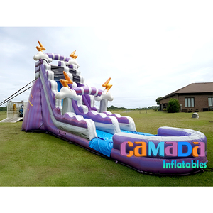 Tobogán acuático inflable Thunder Mountain de 20 pies Tobogán acuático inflable Thunder Mountain Tobogán acuático para niños pequeños Mármol púrpura - Product Image 1