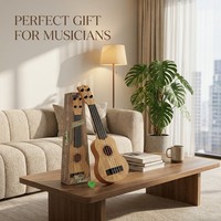 Children Professional Acoustic Musical Instruments Bulk Natural Wood Round-hole Wood-grain Ukulele for Kids and Beginner