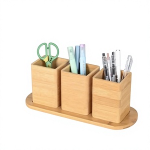 Support à stylos en bois naturel fait main, organiseur de bureau, porte-crayons pour le bureau, l'école, la maison, la salle d'étude, rangement de papeterie de table - Product Image 1