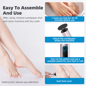 Lima eléctrica para pies, herramienta de pedicura con cabezales reemplazables y pantalla digital para eliminar callos, uso doméstico - Product Image 3