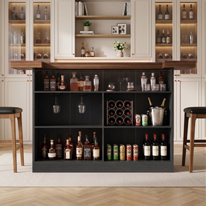 Commercial Extra Wide Home Bar Unit Bar <b>Table</b> with Multi Storage Compartments Wine Rack Glass Holder for Basement <b>Pub</b> Party - Product Image 1