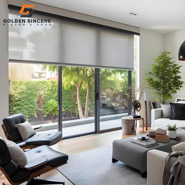 GS Modern Aluminum Glass Sliding Doors Commercial Residential Use Soundproof Telescopic Double Sliding Door for Villas