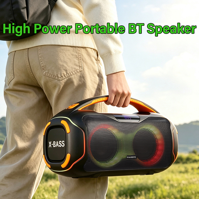 High Power Outdoor Portable Speaker, Multifunctional Rechargeable Karaoke Party Loudspeaker with Built-in Battery