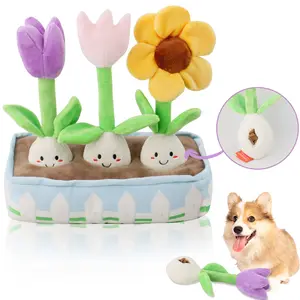 可爱的花宠物毛绒玩具藏食物嗅狗吱吱玩具宠物生日玩具