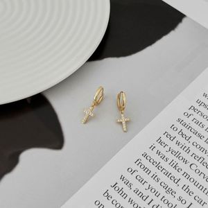 Dylam Jewelry Dainty S925 Silver 5A Cubic Zirconia <b>Tiny</b> Religious Cross Pendant <b>Hoop</b> <b>Earrings</b> for Women Daily Wear Jewel - Product Image 5