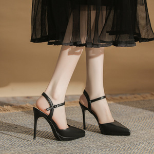 Zapatos de Tacón de Aguja con Punta Puntiaguda 1087A, con Correa en el Tobillo y Hebilla, Zapatos de Tacón Alto con Punta Abierta, Súper Altos de 8 cm, Cómodos para Mujer, Verano - Product Image 4