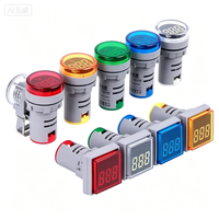 MEH AD16-22DSV Voltmeter Panel Digital Mini 22mm Satu Fasa Layar LED IP53 Tahan Air Akurasi 0.5 Monitor Tegangan AC 60-500V
