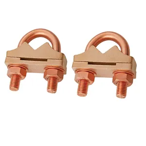 Custom U Bolt Earth Ground Rod Clamp Copper Round Pipe Clamp Electric Earthing Materials Brass Cable Clamps