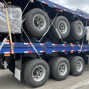 รถพ่วงพื้นเรียบเหล็ก New <span class=keywords><strong>Oreno</strong></span> ขนาด 40 ฟุต 50 ฟุต 60 ฟุต 12 เมตร รับน้ำหนักได้มากกว่า 30,000 กิโลกรัม ระบบกันสะเทือนแบบสามเพลา รับสั่งซื้อจำนวนมาก - Product Image 5