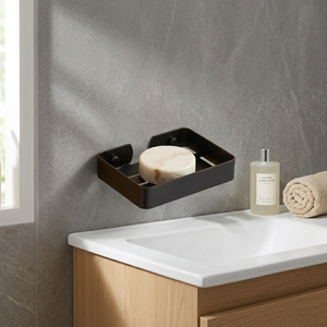 Jabonera de Metal Bronce Mate para Montar en la Pared, Rectangular, con Drenaje Automático, Estante de Baño, Diseño Minimalista - Product Image 1