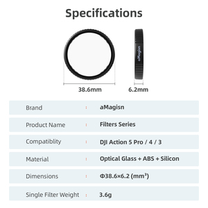 AMagisn Jeu de filtres en verre optique Filtre CPL à densité neutre ND pour <span class=keywords><strong>DJI</strong></span> Osmo Action5Pro/4/3 <span class=keywords><strong>Accessoires</strong></span> pour appareils photo de sport - Product Image 6