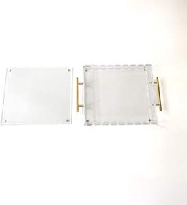 Vassoio in Acrilico Trasparente 10 X 12 con Manici Bronzo, Cuscinetti Antiscivolo e Tappetino Magnetico per Foto, Arte e Messaggi - Product Image 6