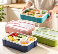 Boîte à lunch à 5 compartiments avec joint d'étanchéité, récipient alimentaire anti-fuite pour les employés de bureau, les voyages, les pique-niques et la préparation quotidienne des repas