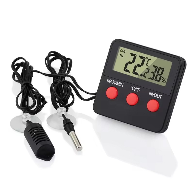 Digital Temperature and Humidity Meter LCD Display Outdoor Incubator Thermohygrometer With Probe for Pet Hatching Eggs Sensor