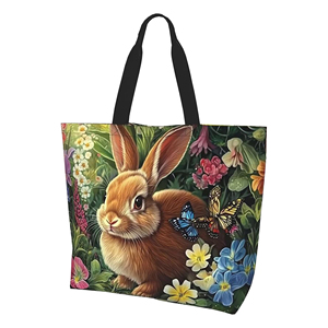 The Feast of <b>Easter</b> Bunny Festival Theme Canvas <b>Bag</b> 12x13in Blank Canvas Custom Canvas <b>Bag</b> Heat Transfer Printing - Product Image 1