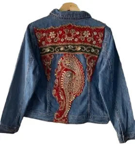 Banjara — veste en denim vintage, artisanat traditionnel ethnique, broderie, dernier design, collection de styliste