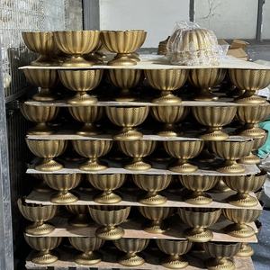 Vaso di fiori decorativi per fiori secchi ciotola in metallo lucidato oro di alta qualità per la decorazione di nozze - Product Image 6