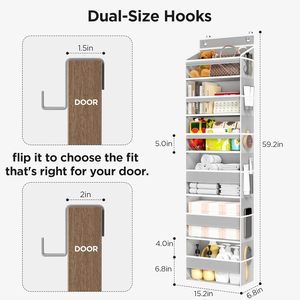 Over The Door Organizer 6 Tiers Heavy Duty Hanging <b>Storage</b> With Large Capacity Pockets Behind Door Closet Organizer - Product Image 3